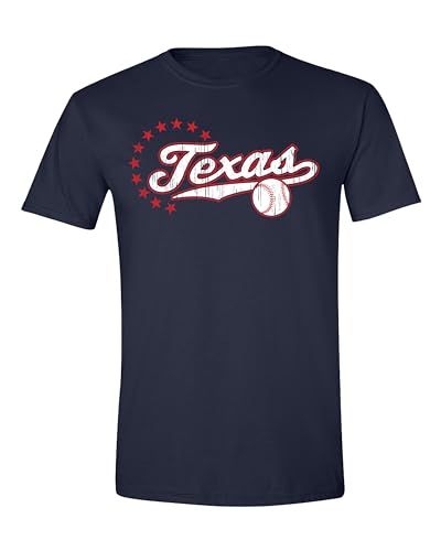 J2 Sport Texas Baseball T-Shirt Men & Women Short Sleeve T Shirt Tee Tshirt Navy