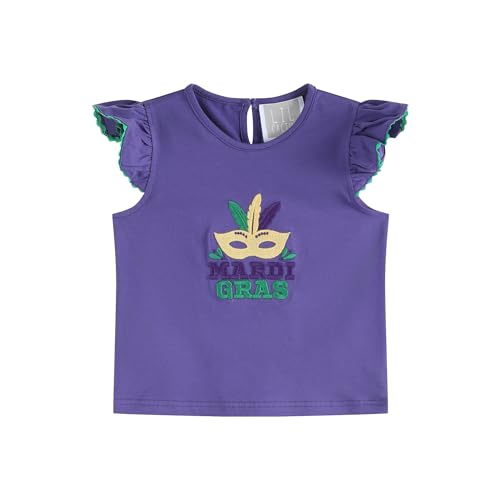 Baby Girls Purple Mardi Gras Applique Ruffle Shirt