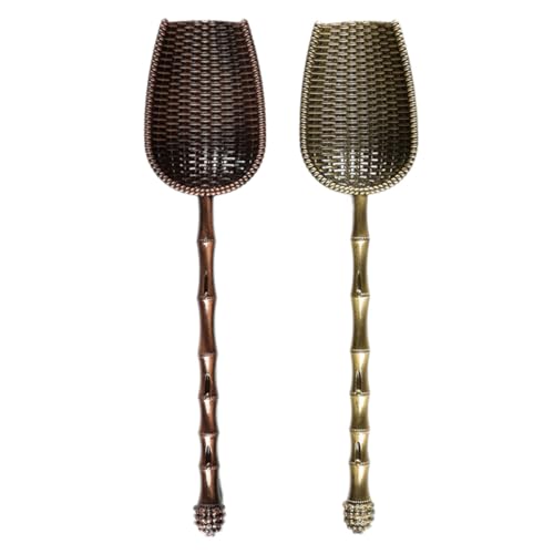 Alipis 2Pcs Metal Tea Scoop Chic Long Handle Tea Spoons Accessories Smooth Surface Design