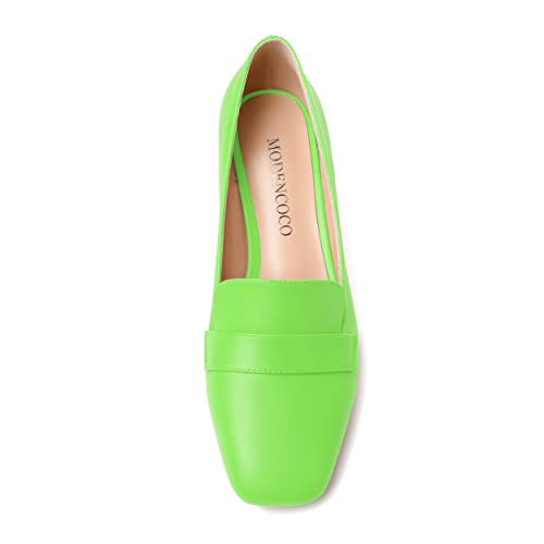 Image of MODENCOCO Womens Square Toe Slip On Comfortable Casual Matte Work Chunky Low Heel Loafers Shoes 2 Inch