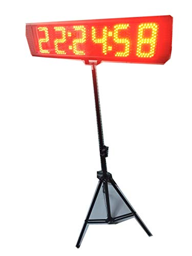 Azoou Portable Aluminum Box Included Led Race Timing Clock Timer With Tripod 5-Inch For Semi-Outdoor / Outdoor Running Events Ir Remote Control Red Color #TOP1