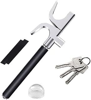 Steering Wheel Lock, Car Lock Steering Wheel, Vehicle Anti Theft Lock with 3 Keys, Adjustable Double Hooks Heavy Duty Safety Hammer, Handy Tool Breaking Windows for Van/SUV/Auto/Truck Black