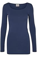 VERO MODA Damen Langarmshirt VMMAXI My LS Soft Long U - Neck NOOS, Gr. 42 (Herstellergröße: XL), Blau (Black Iris)