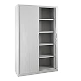 ADB Rolladenschrank Aktenschrank Büroschrank Büro Regal Schrank 1950x1200x450 mm Metall Büro Jalousieschrank weiss abschliessbar