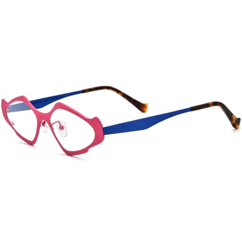 Image of FONEX Colorful Pure Titanium Glasses Frame Women Retro Round Eyeglasses