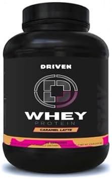 Driven WHEY- Whey Protein Powder Delicious, Clean Protein Shake- Improve Muscle Recovery with 23 Grams of Protein with Added BCAA and Digestive Enzymes 4.5lb, Caramel Latte