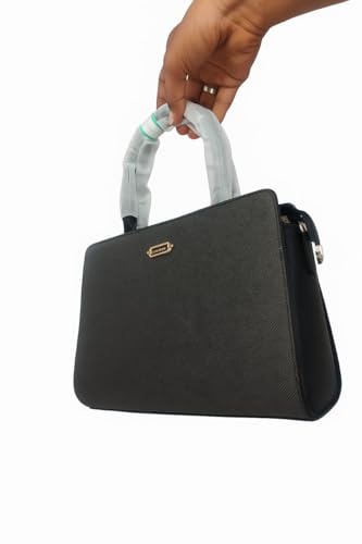 Image of Valendnee Ladies Structured Handbag, Grey, Classic Design with Gold-Tone Hardware