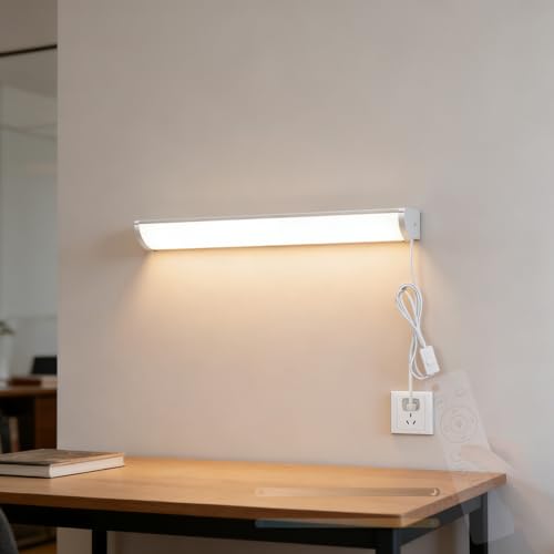 Aplique de pared LED de 60cm regulable blanco con control remoto y enchufe para dormitorio