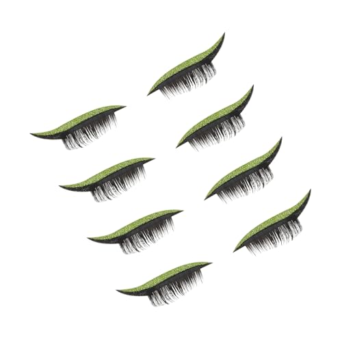 Homoyoyo 4ペア 再利用可能グリッターアイラッシュステッカー 軍緑色アイメイク用装飾シール 女性向け使いやすい目元強調アクセサリー