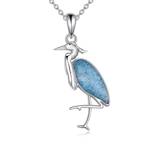 YAFEINI Blue Heron Necklaces 925 Sterling Silver Blue Heron Jewelry Gifts from Women