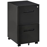Space saver with large storage: Measuring 39 x 48 x 67 cm, this compact under desk cabinet fits under your desk. It features two drawers with a detachable three-compartment pencil tray for lots of storage and a flat top that doubles as a printer stan...