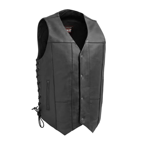 First Mfg Co - Top Biller - Men's Motorcycle Biker Riding Black Leather Vest