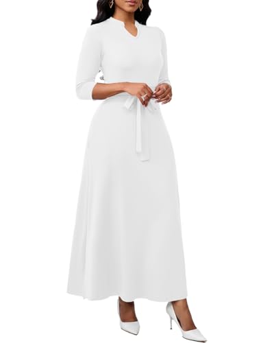 Maxi Dresses for Women Semi Formal Long Dress 3/4 Sleeve Casual A-line Church Dresses with Pockets3