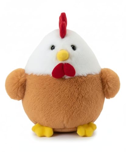 Image of Yugmox 28 cm Soft Stuffed Hen Plush Toy - Cute Farm Chicken Plushie for Kids - Huggable Cuddly Doll for Birthday Gifts & Nursery Decoration