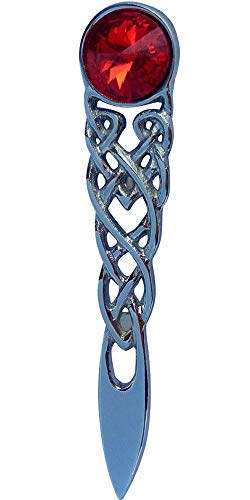 AAR Scottish Celtic Knot Stone Kilt Pin Chrome Finish (Red, Blue, Green) (Red)