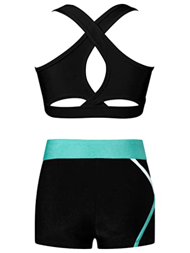 Hansber Kids Girls 2 Piece Dance Outfits Crop Top with Shorts Active Set for Gymnastics Dancing Swimming2