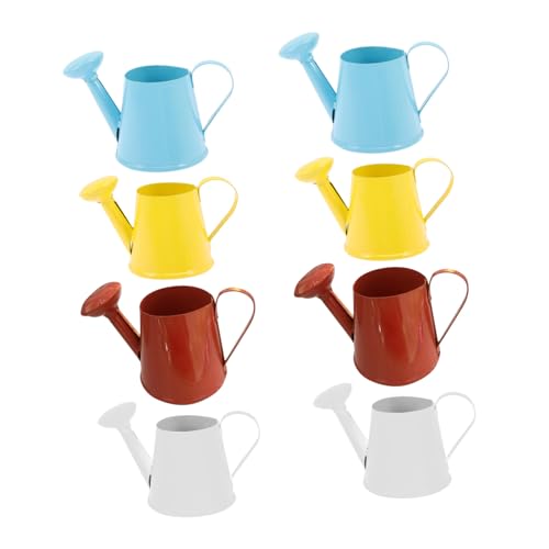 VILLCASE 8個 ミニチュアじょうろ 小型ガーデニング用 水やり鉄製容器 フェアリーガーデン装飾 のおもちゃ 多用途ミニ?水壺