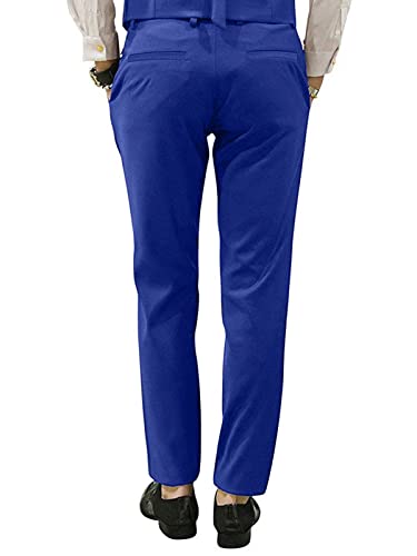 Mens Slim Fit Suit Pants Front Flat Stretch Dress Pants Ankle Length Colored Trousers3