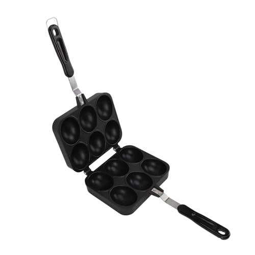 Pssopp Double Sided Takoyaki Grill Pan, Nonstick Coating, 6 Hole Design, for Takoyaki and Dumplings in Home Cooking