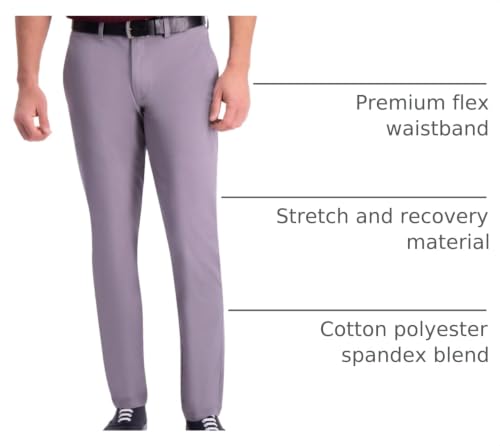 Haggar Mens Premium Comfort Khaki Flat Front Slim Fit Casual Pants, Grey, 30W x 30L US - image 3