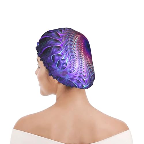 Jzdach Women Girls For New Purple Tie Dye Psychedelic Trippy Art Shower Caps Double Layer Waterproof Bathing Hat For Long Curly Thick Hair thumb #7