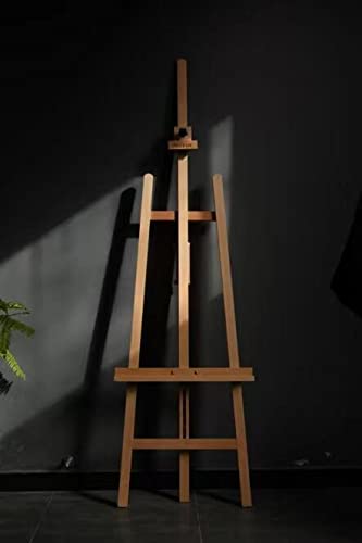 MEEDEN Large Basic Studio Easel, Solid Beech Wood Artist Easel,A-Frame Floor Painting Easel,Adjustable Height and Working Angles, Hold Canvas up to 50 inches,Natural Color