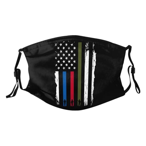 Police Military And Fire Thin Line American Flag Adult Dust Mask Adjustable Dust Face with 2 Filter28