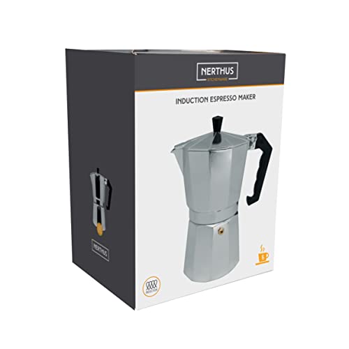 NERTHUS FIH 834 6-Cup Induction Coffee Maker Classic Italian Coffee Maker, Silver, 6 tazas - Image 3