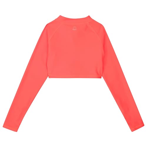 Image of SwimZip Girls' Long Sleeve Zipper Crop Top Rash Guard UPF 50+ Sun Protection
