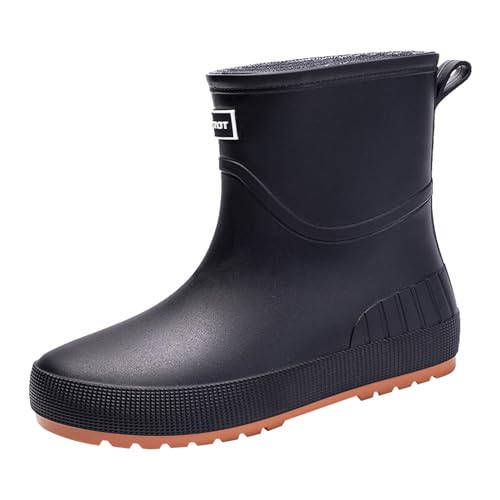 Botas de agua para mujer, botas de agua de tubo medio para lluvia, deslizantes, para lavar el coche, pesca, salir en días lluviosos, viajes y senderismo, Black, 38.5 EU