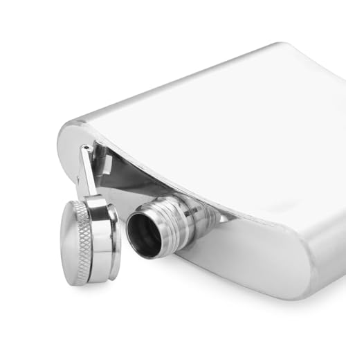 Image of Stainless Steel Hip Flask for Men & Women 8oz (236ml) - Whisky Flask Vodka Alcoholic Liquor Holder with Funnel Drinks Pocket Carrying Case - Leakproof Travel Flasks for Drinks, (Silver JW)