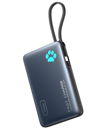 INIU Portable Charger, Ultra Slim 10000mAh PD 20W Power Bank with Built-in Cable, External Phone Powerbank Compatible with iPhone 15/14/13/12/11, Samsung S22/S21, Google, AirPods, iPad, etc.