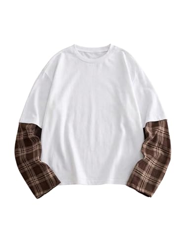 Image of VIPWOLF Men's Number Graphic Long Sleeve Jersey Shirts Oversized Y2K Round Neck 2 in 1 T-Shirts Streetwear Top