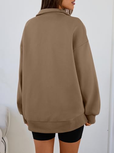 Image of Trendy Queen Women's Oversized Half Zip Fleece Sweatshirts-Cozy Pullover, Sweaters for Fall Winter