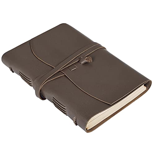 Elizo Brown Leather Notebook - 7x9 Lined Leather Journal for Men, Women - Large Leather Writing Journal - Leather Travel Journal - A5 Notebook for Work - Leather Journal with Lined Pages