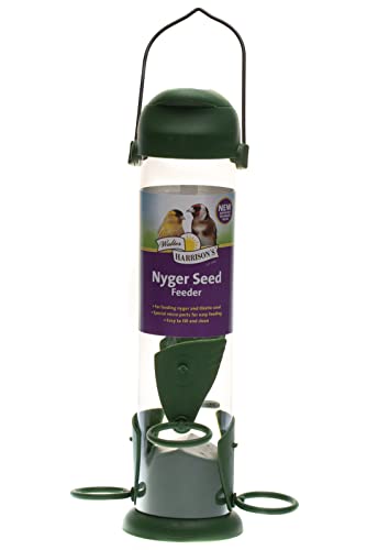 Walter Harrisons Wild Bird Flip Top Green Hanging Nyger Seed Feeder - Large 30 cm (Pack of 1)
