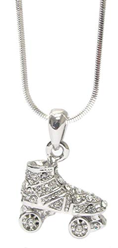 Fashion Jewelry ~ Clear Crystal Roller Skate Pendant Necklace for Women Casual