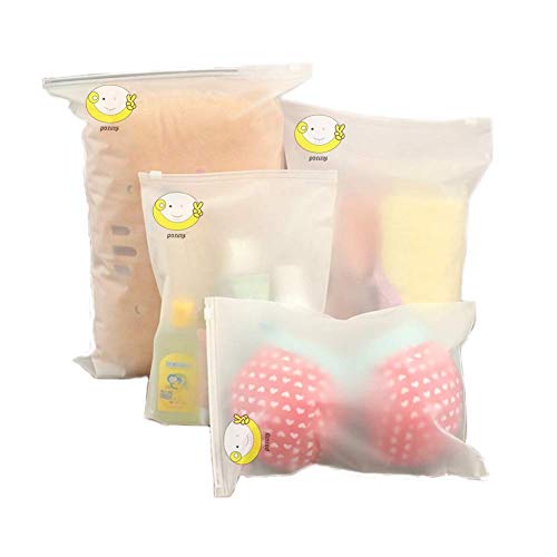ponny, Set di 5 Sacchetti in plastica Trasparente richiudibili con Zip e dalla Forma Adattabile, Borse per riporre Abiti per Il Viaggio o da Usare Come Piccoli contenitori per la Carta, plastica(S)
