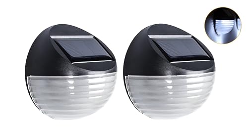 NIDETION Solar Deck Lights Outdoor, Automatic Lighting Waterproof LED Step & Wall Lights for Stairs, Fence, Railing, Yard, Driveway, Patio Decor (Cold White,2Pack)