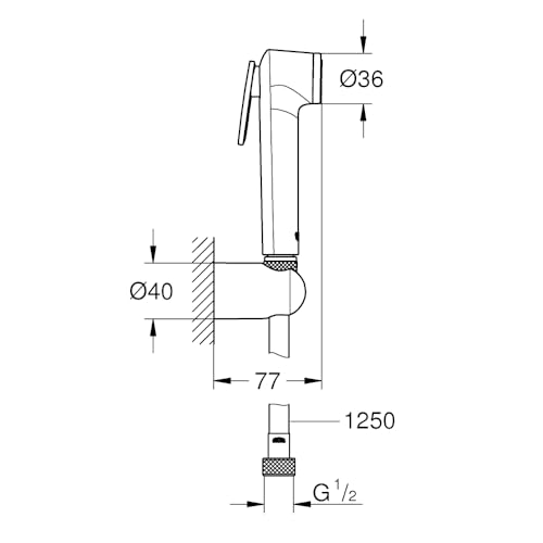 Image of Grohe Tempesta-F Trigger Spray With Flexible Twistfree Hose Pipe And Holder| Health Faucet With 1250mm Hose Pipe| Jet Spray For Toilet With Powerful Cleaning | Starlight Chrome /White Finish | 27812IL1