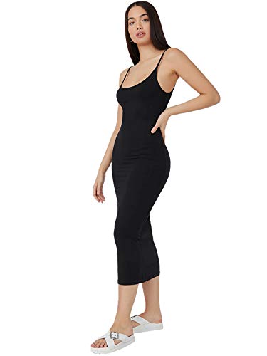 Shein Women's Sleeveless Strappy Bodycon Pencil Plain Casual Long Maxi Cami Dress Black Large #TOP2