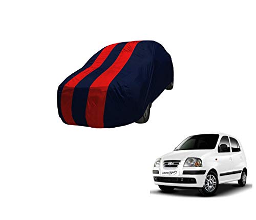 Image of Auto Hub Car Cover Compatible with Hyundai Santroo Xing (Model : 2003-2015) with Mirror Pocket, Weather Proof, Triple Stitched, Santroo Xing Cover- Navy-Red