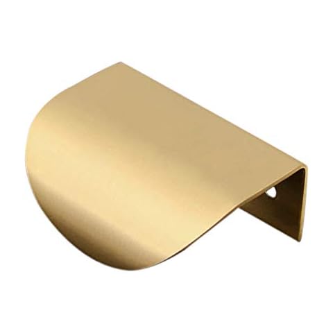 Yyyuluo 4 Pieces Hardware Brass Gold Metal Leaf Texture Invisible Cabinet Drawer Wardrobe Door Pulls Handles Hidden Recessed Cupboard Furniture Handles Knobs Cover