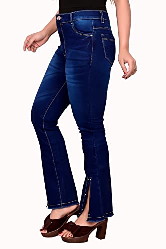 Image of Bell Bottoms Designer Bottom Slit and Distressed Hem Vintage Collection Jeans for Women Stretchable for Optimum Comfort