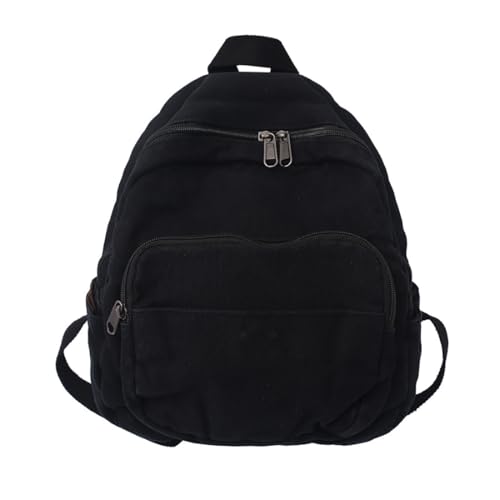 Image of QIKEGooods Jeans Backpack Womens Multifunctional Children's School Backpack Jean Rucksack For Teenagers Lightweight Casual Canvas Backpack (484 Black)