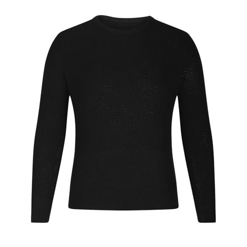 Cambkatl Men's Chunky Knit Pullover Sweaters Loose Fit Crewneck Solid Color Long Sleeve Fall Winter Jumper Tops4