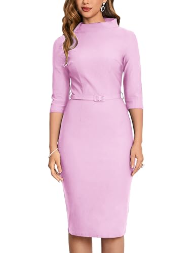 Image of MUXXN Women's 1950s Vintage 3 /4 Sleeve Elegant Collar Cocktail Evening Dress