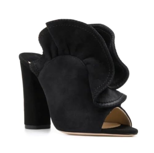 Jimmy Choo Haile 100 Zuecos con Puntera Abierta de Ante de Color Negro, de Segunda Mano
