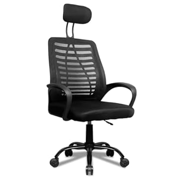 Cadeira de Escritório Secretária Giratória com Encosto Arco Confortável em Malha Respirável, Home Office, ZINNIA ALOE, PRETO, ZNO-ALOE-BK