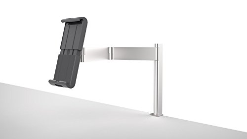 Durable Tablet Holder Desk Mount Clamp (Swivel Arm, For Tablets 7-13 Inches, 360 Degrees Rotation With Anti-Theft Device) Silver/Charcoal (893123) #TOP1